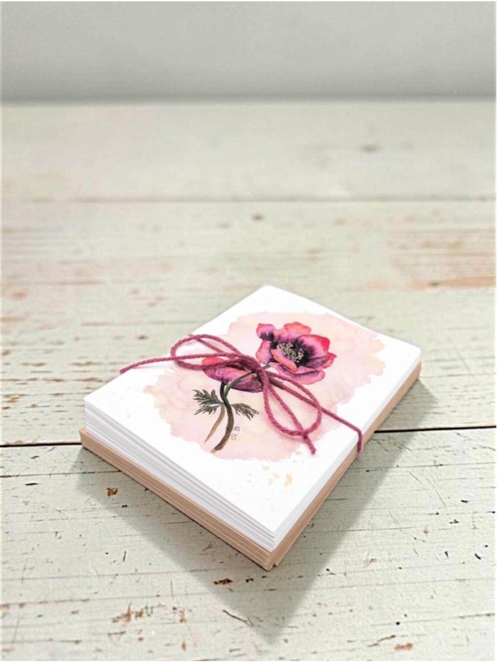 Purple Poppy Watercolor Notecards 4.25" x 5.5"